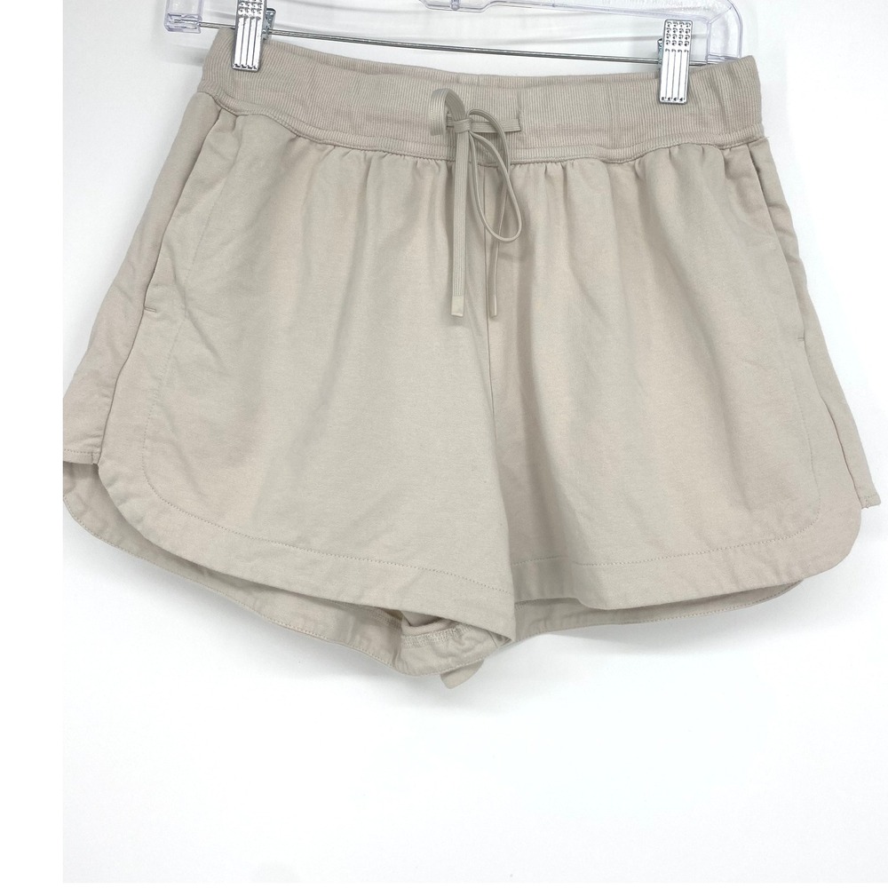 Zella Women's Beige Cotton Blend Drawstring‎ Athletic Lounge Shorts S
